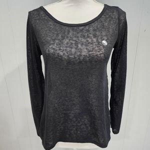 Aeropostale Small Black Long Sleeve Sheer Hi Lo Tunic